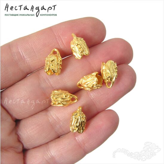 Концевик с петлей Shibori Gold Plated 12х8 мм, изображение 2