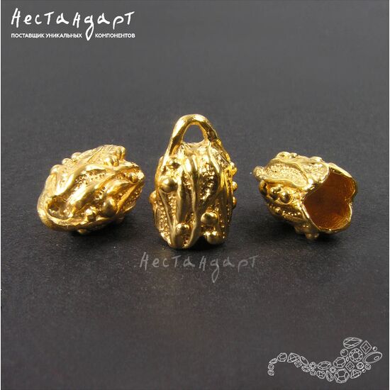 Концевик с петлей Shibori Gold Plated 12х8 мм, изображение 3