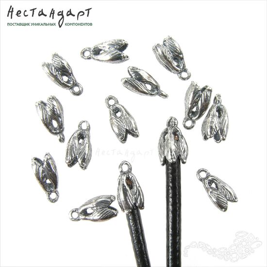 Концевик с петлей Mini Tulip Silver Plated 8х4 мм