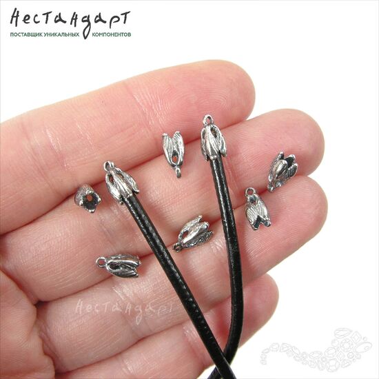 Концевик с петлей Mini Tulip Silver Plated 8х4 мм, изображение 2