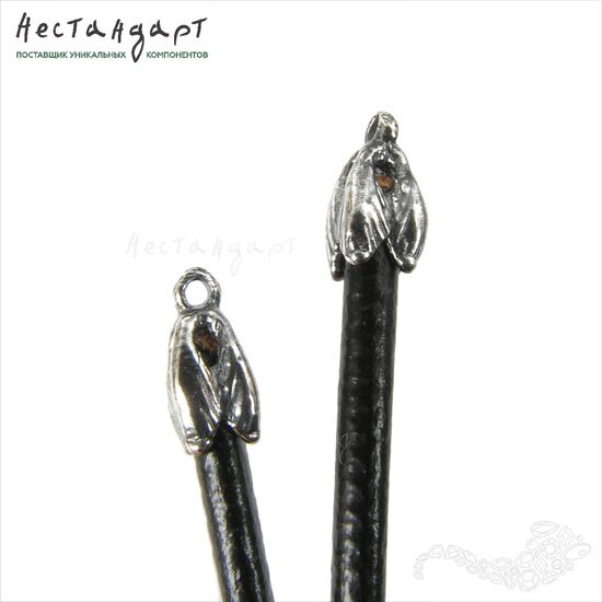 Концевик с петлей Mini Tulip Silver Plated 8х4 мм, изображение 3
