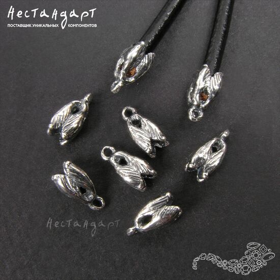 Концевик с петлей Mini Tulip Silver Plated 8х4 мм, изображение 4