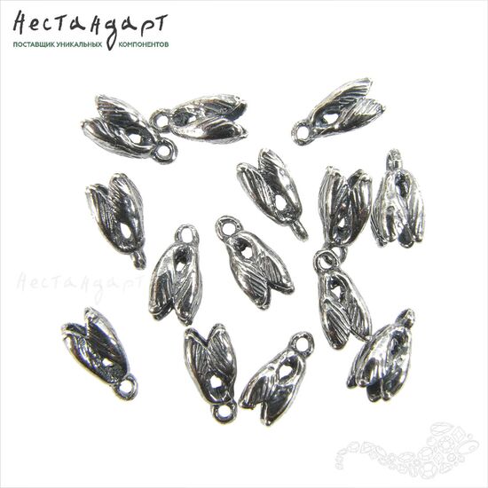 Концевик с петлей Mini Tulip Silver Plated 8х4 мм, изображение 5