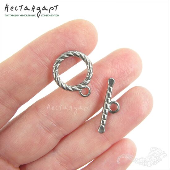 Замок-тогл Twisted Antico Silver 15 мм, изображение 2