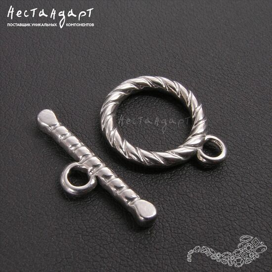 Замок-тогл Twisted Antico Silver 15 мм, изображение 3