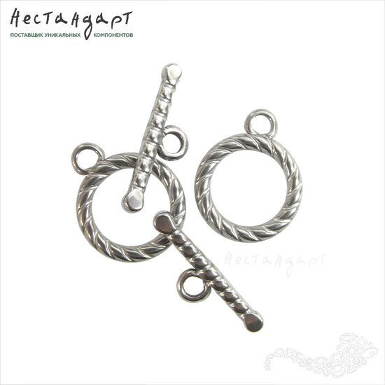 Замок-тогл Twisted Antico Silver 15 мм, изображение 4