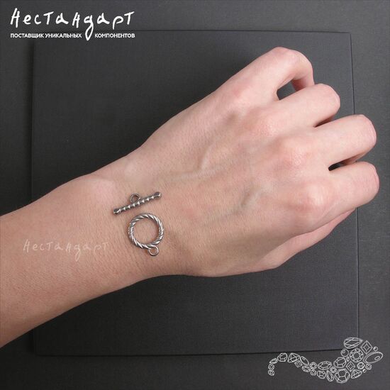 Замок-тогл Twisted Antico Silver 15 мм, изображение 5