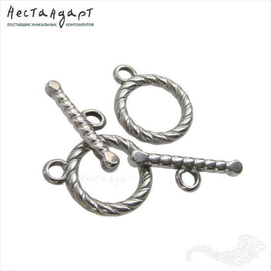 Замок-тогл Twisted Antico Silver 15 мм, изображение 6