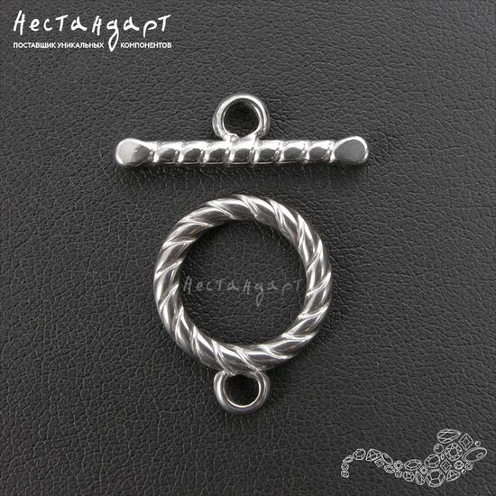 Замок-тогл Twisted Antico Silver 15 мм, изображение 7