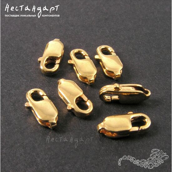 Замок-лобстер Vermeil Sterling Silver 10х4 мм, изображение 2