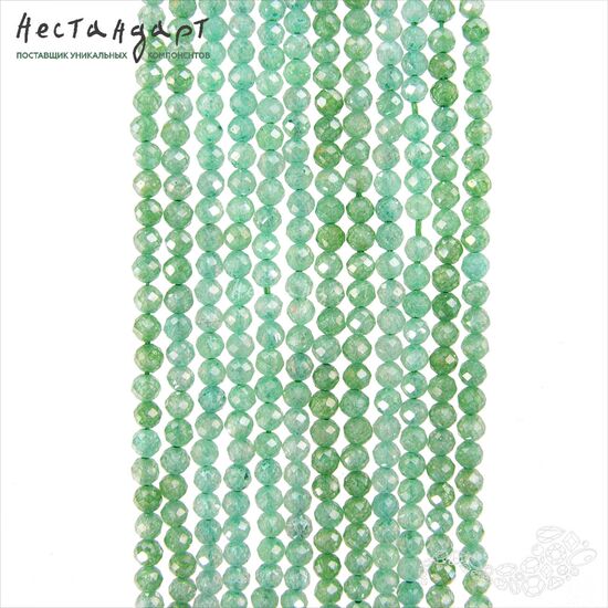 Фианит с огранкой Frosty Chrysoprase, Размер: 3 мм, Длина: нить 37 см, изображение 4