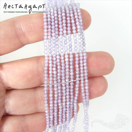 Фианит с огранкой Provence Lavender, Размер: 2 мм, Длина: нить 37 см, изображение 2