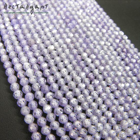 Фианит с огранкой Provence Lavender, Размер: 3 мм, Длина: нить 37 см, изображение 2