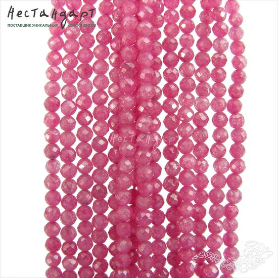 Фианит с огранкой Rubellite (3 мм, нить 12 см), Размер: 3 мм, Длина: нить 12 см, изображение 4