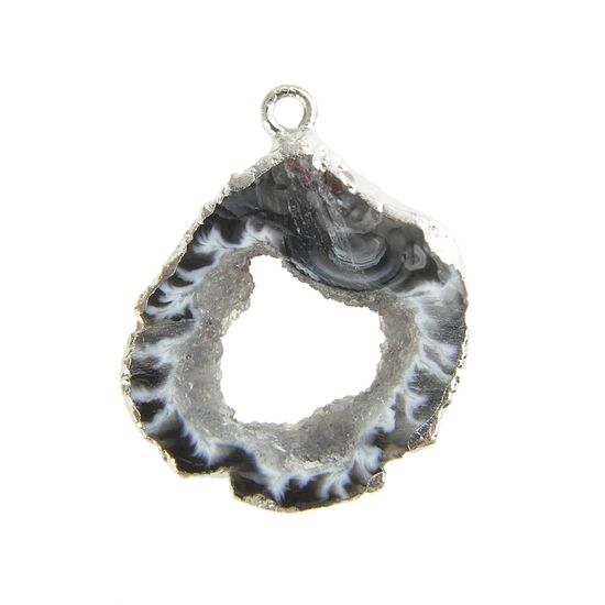 Подвеска агат натуральный спил жеоды Druzy Silver (35х24 мм), Размер: 35х24 мм