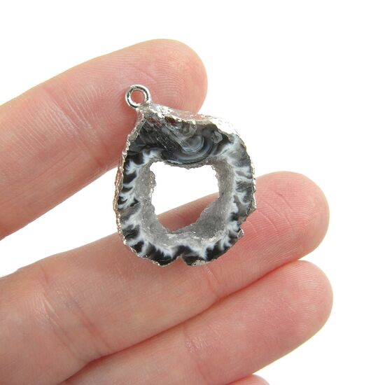 Подвеска агат натуральный спил жеоды Druzy Silver (35х24 мм), Размер: 35х24 мм, изображение 2