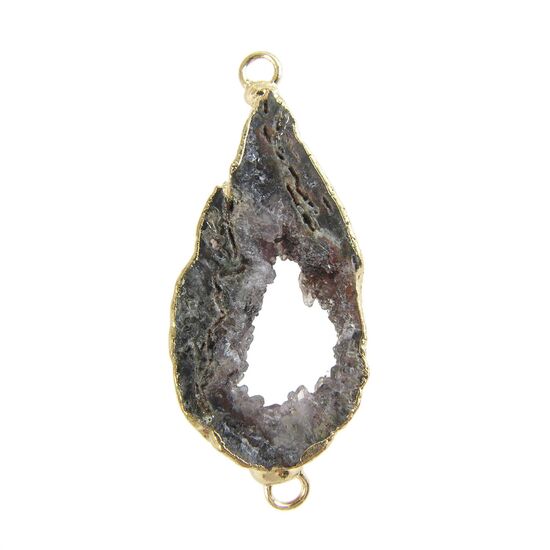 Коннектор агат натуральный спил жеоды Druzy Gold (51х20 мм), Размер: 51х20 мм