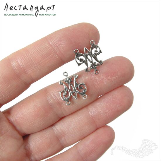 Авторский коннектор Monogram Sterling Silver 14х16 мм, изображение 2