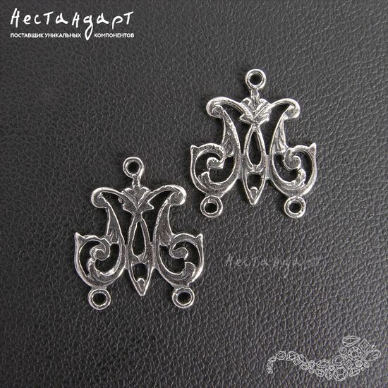 Авторский коннектор Monogram Sterling Silver 14х16 мм, изображение 3