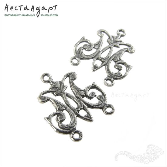 Авторский коннектор Monogram Sterling Silver 14х16 мм, изображение 4