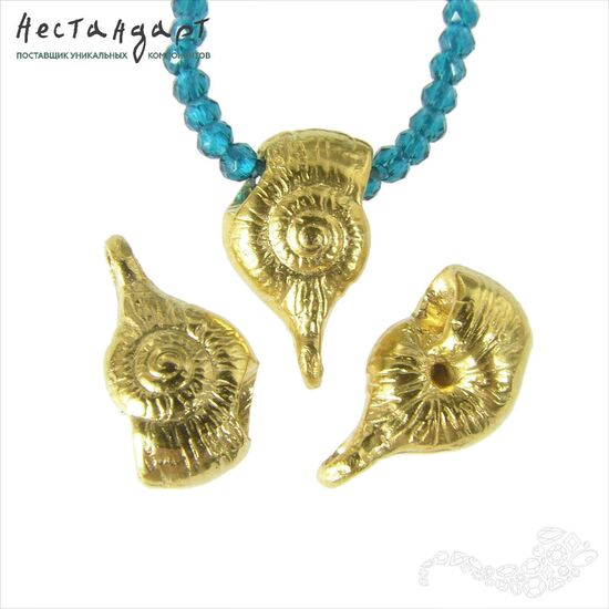 Бейл-держатель для кулона Snail латунь 13х8 мм, изображение 2