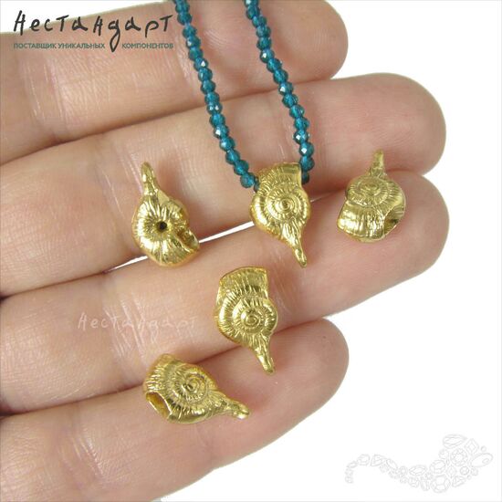 Бейл-держатель для кулона Snail латунь 13х8 мм, изображение 3