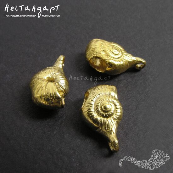 Бейл-держатель для кулона Snail латунь 13х8 мм, изображение 4