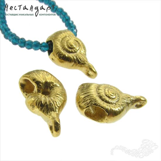 Бейл-держатель для кулона Snail латунь 13х8 мм, изображение 5