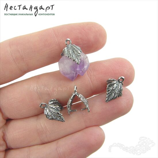 Бейл-держатель зажимной для кулона Pianta Silver Plated 13х10 мм, изображение 2