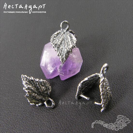 Бейл-держатель зажимной для кулона Pianta Silver Plated 13х10 мм, изображение 3