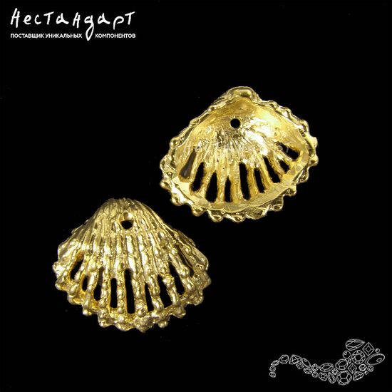 Чашечки для бусин Lace Shell латунь 15 мм, изображение 4