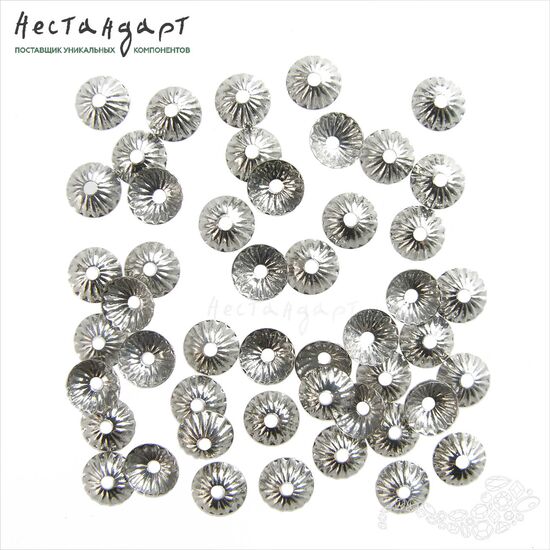 Чашечки для бусины Wave Rhodium 4 мм (уп. 10 шт)