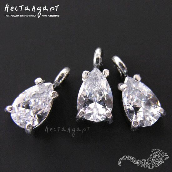 Подвеска со вставкой Crystal Fianit Unique Silver Plated 9х4 мм