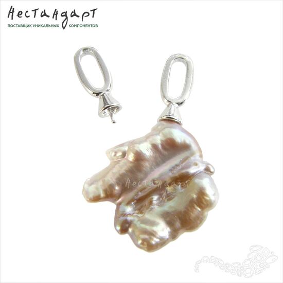 Подвеска-бейл со штифтом Oval Sterling Silver Rhodium Plated 15х6 мм, изображение 3