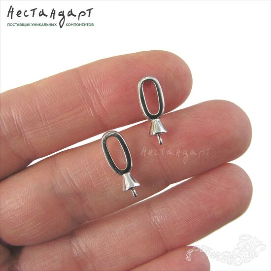 Подвеска-бейл со штифтом Oval Sterling Silver Rhodium Plated 15х6 мм, изображение 4