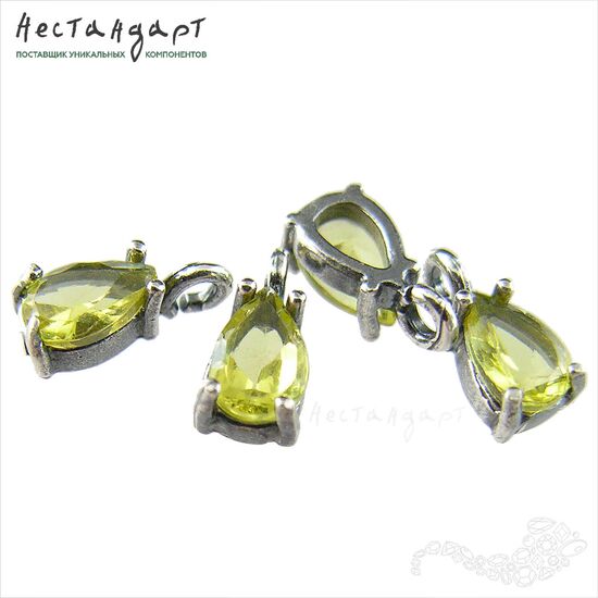 Подвеска со вставкой Lime Crystal Unique Silver Plated 9х4 мм