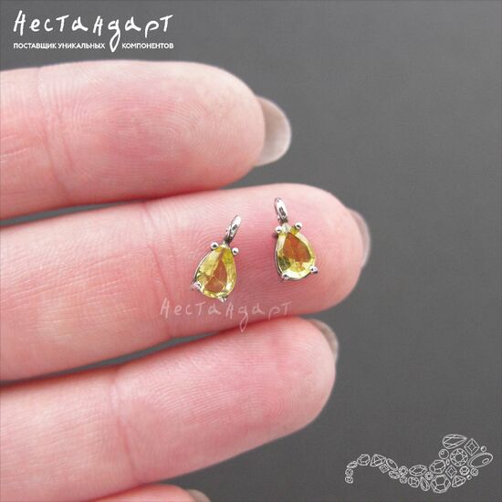 Подвеска со вставкой Lime Crystal Unique Silver Plated 9х4 мм, изображение 2