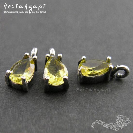 Подвеска со вставкой Lime Crystal Unique Silver Plated 9х4 мм, изображение 4