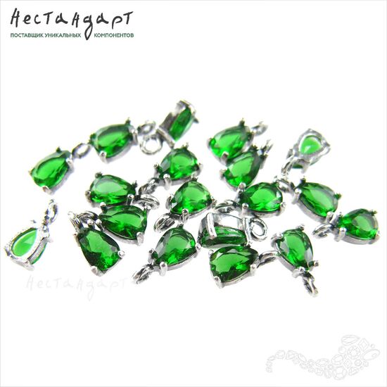 Подвеска со вставкой Emerald Crystal Unique Silver Plated 9х4 мм