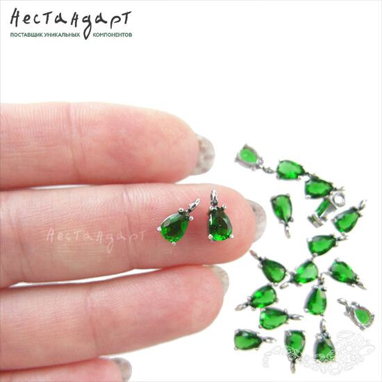 Подвеска со вставкой Emerald Crystal Unique Silver Plated 9х4 мм, изображение 2