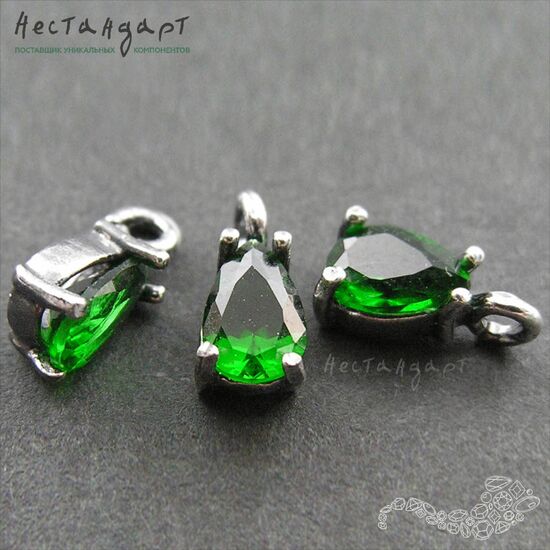 Подвеска со вставкой Emerald Crystal Unique Silver Plated 9х4 мм, изображение 3
