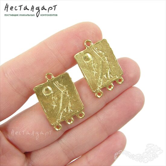 Коннектор-подвеска Egyptian Signs латунь 25х17 мм, изображение 2