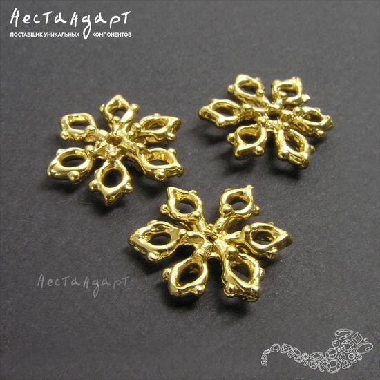 Коннектор-подвеска Snowflake латунь 15 мм, изображение 4