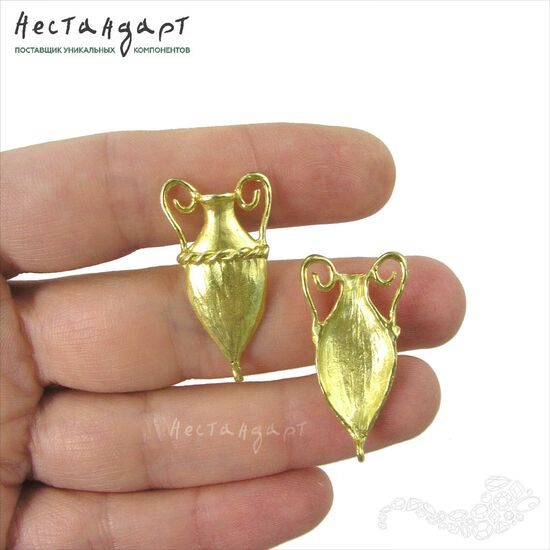 Коннектор-подвеска Greek Amphora латунь 31х16 мм, изображение 2