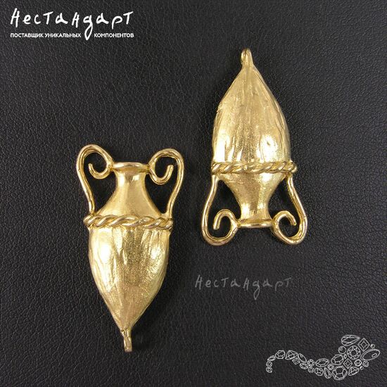Коннектор-подвеска Greek Amphora латунь 31х16 мм, изображение 3