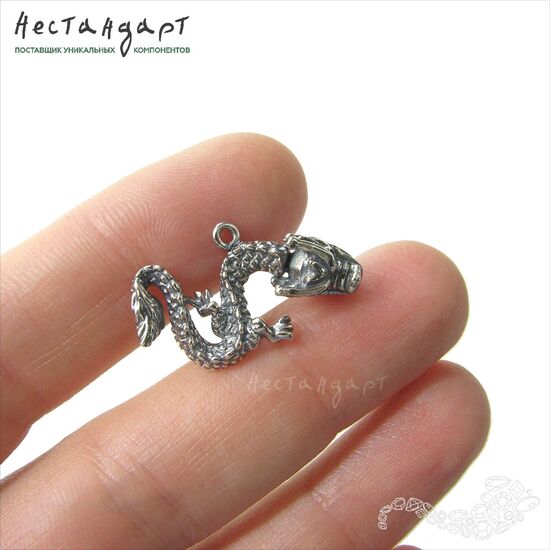 Подвеска-коннектор Chinese Dragon Sterling Silver 26х16 мм, изображение 2