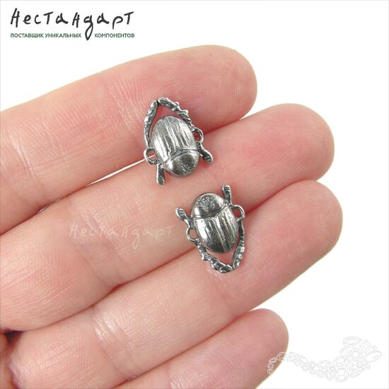 Коннектор-подвеска Scarab Silver Plated 13х10 мм, изображение 2