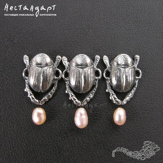 Коннектор-подвеска Scarab Silver Plated 13х10 мм, изображение 3