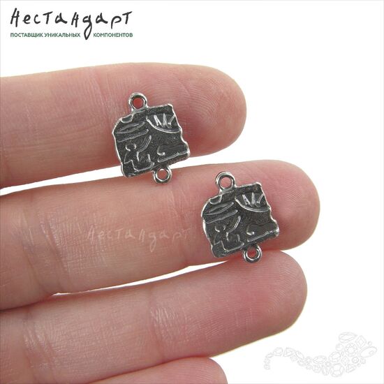 Коннектор Hieroglyphic Silver Plated 15х11 мм, изображение 2