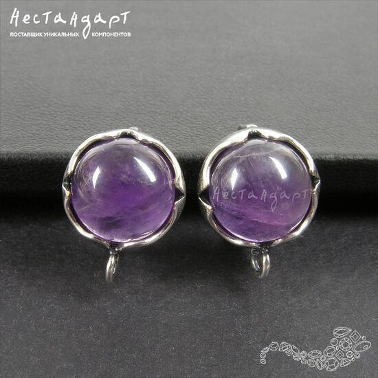Швензы Solar со вставкой Аметист Silver Plated 12 мм (пара)